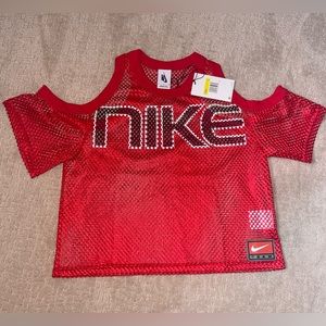 Nike No Shoulder Mesh Red Top - Size S